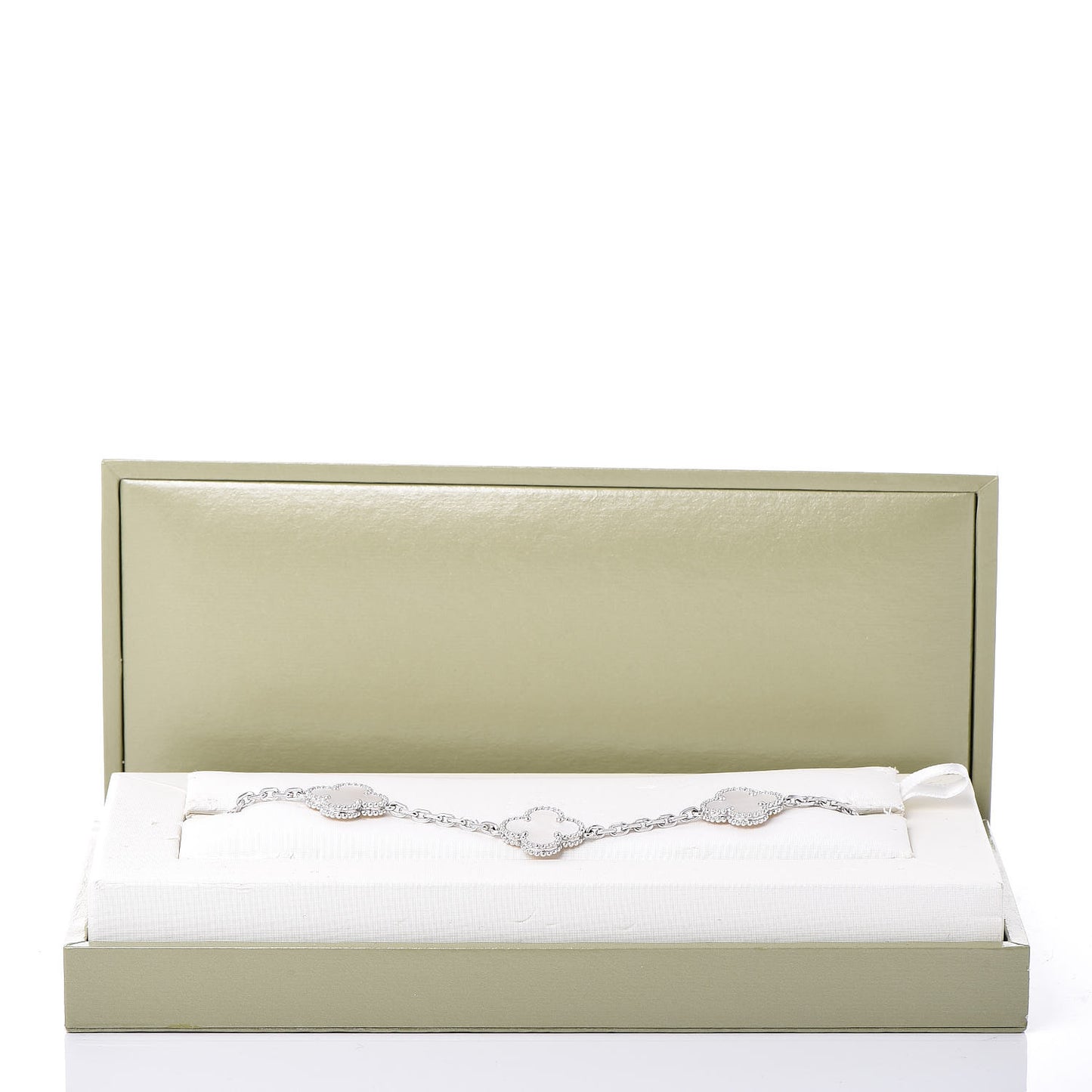 18K White Gold Mother of Pearl 5 Motifs Vintage Alhambra Bracelet
