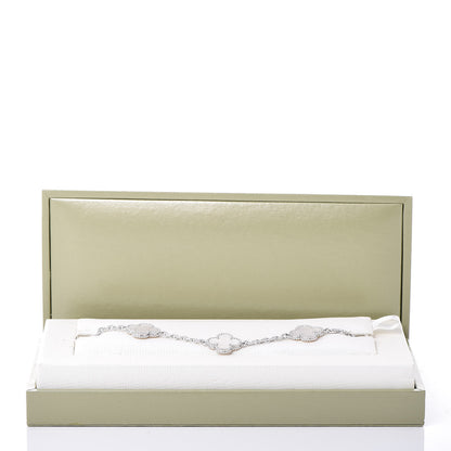 Van Cleef & Arpels 18K White Gold Mother of Pearl 5 Motifs Vintage Alhambra Bracelet 5 of 5