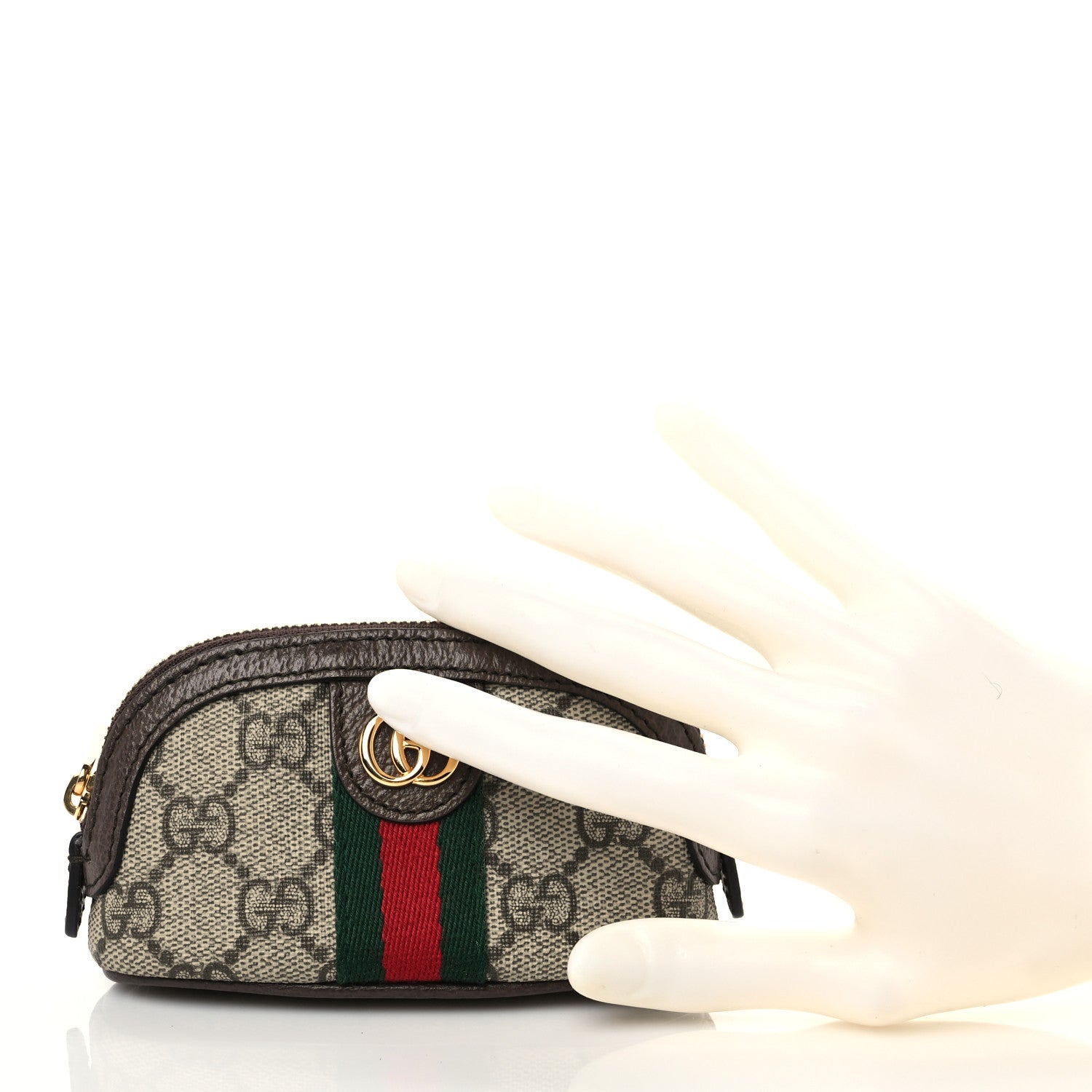 Gucci GG Supreme Monogram Web Ophidia Dome Key Pouch Beige New Acero 2 of 7