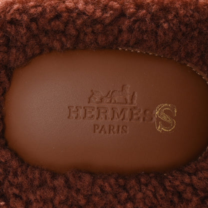 Hermes Woolskin Mens Izmir Sandals 44 Cognac 8 of 9