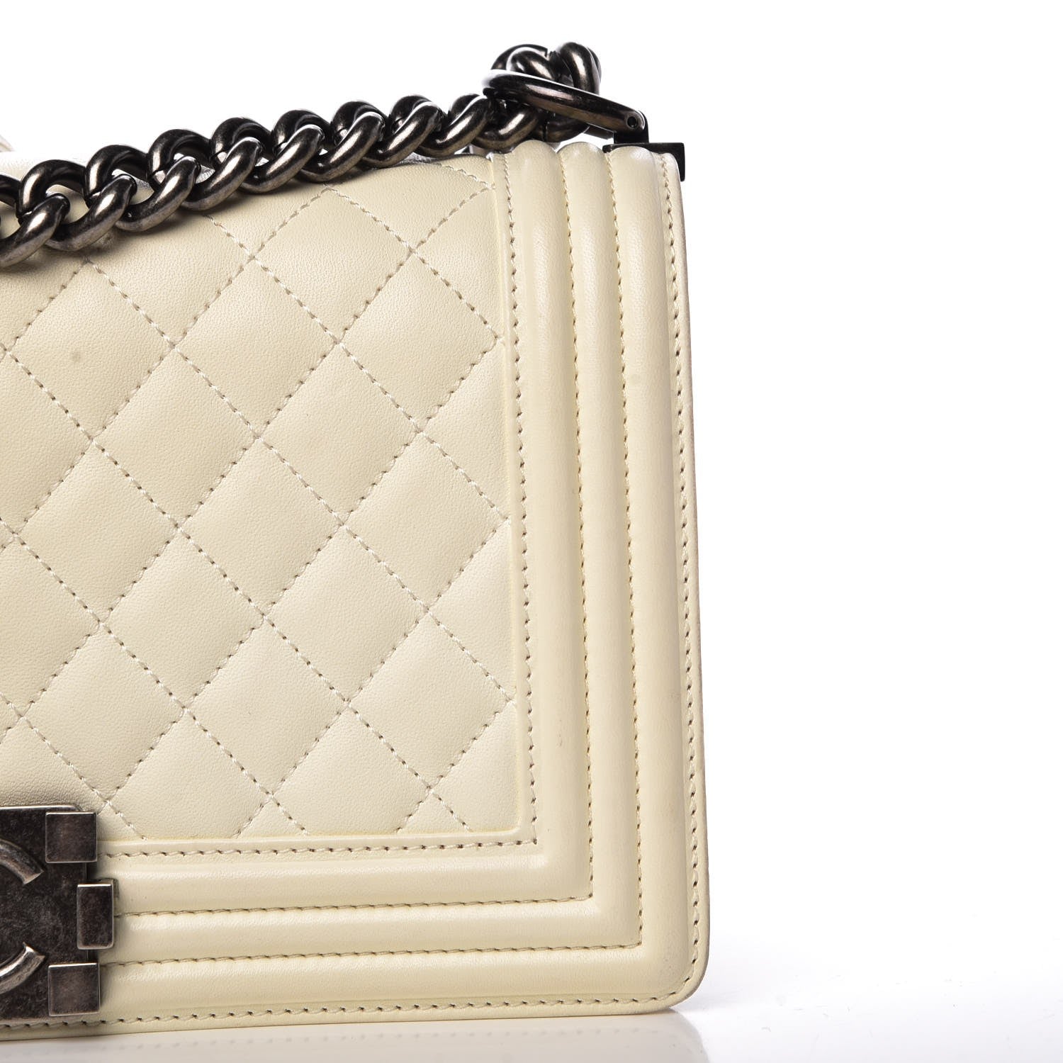 Chanel Lambskin Quilted Medium Boy Flap Dark White 15 of 16