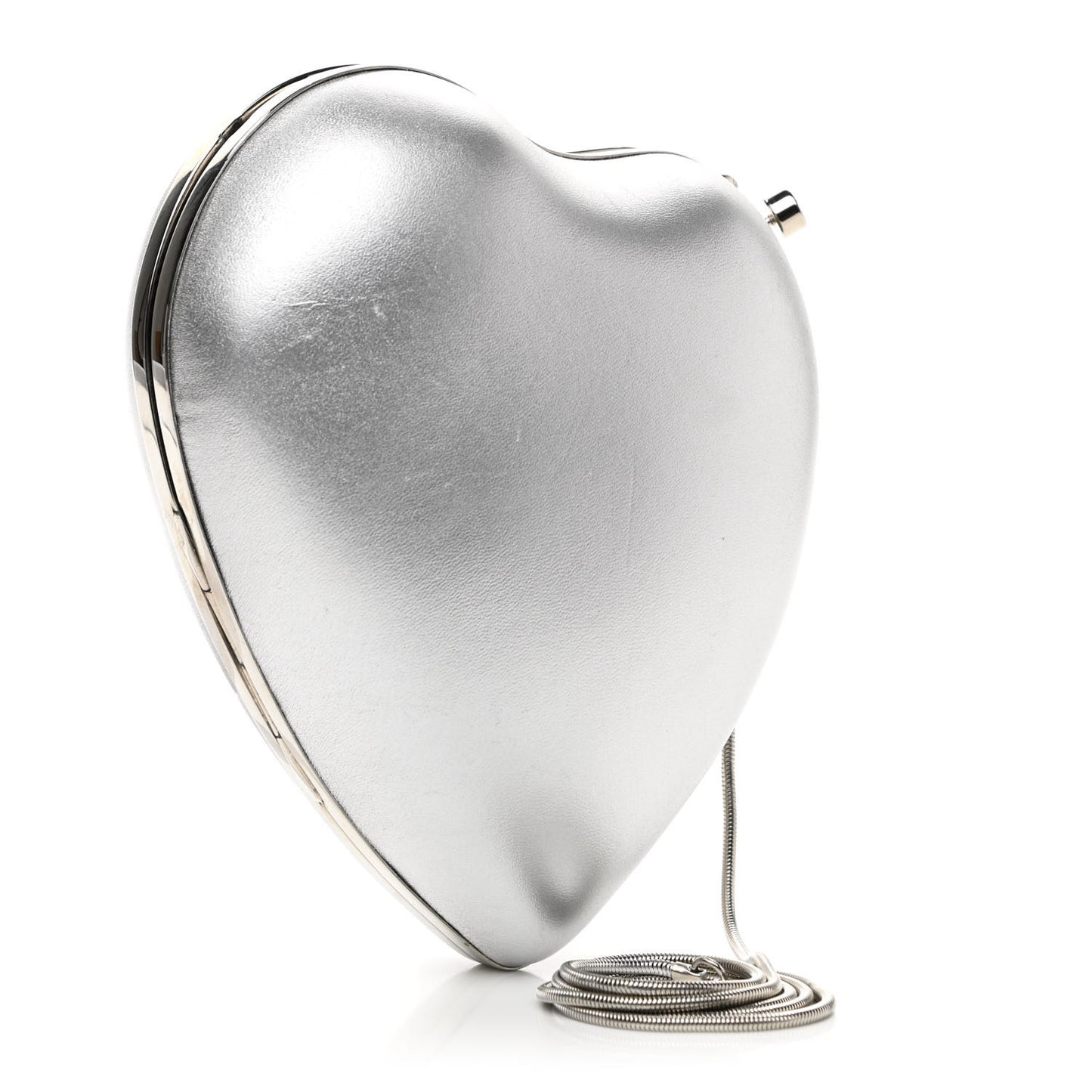 Smooth Calfskin Heart Monogram Love Box Crossbody Silver