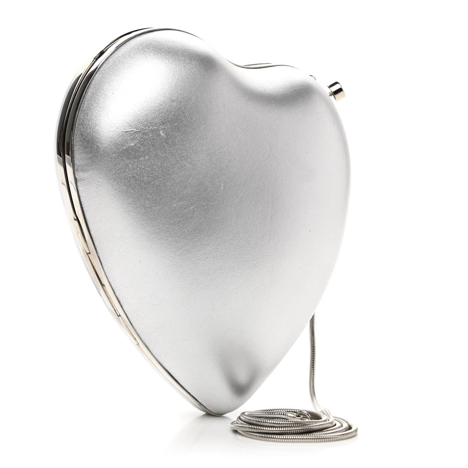 Saint Laurent Smooth Calfskin Heart Monogram Love Box Crossbody Silver 3 of 11