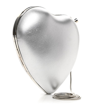 Saint Laurent Smooth Calfskin Heart Monogram Love Box Crossbody Silver 3 of 11