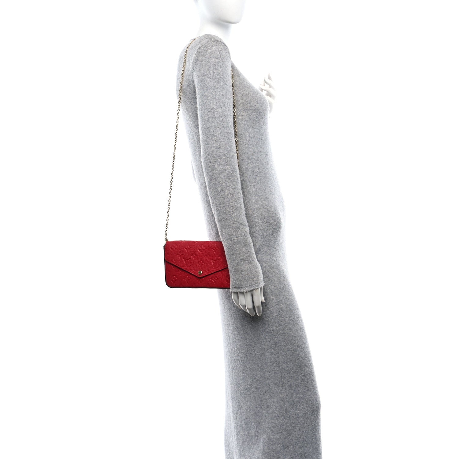 Louis Vuitton Empreinte Pochette Felicie Chain Wallet Scarlet 2 of 14
