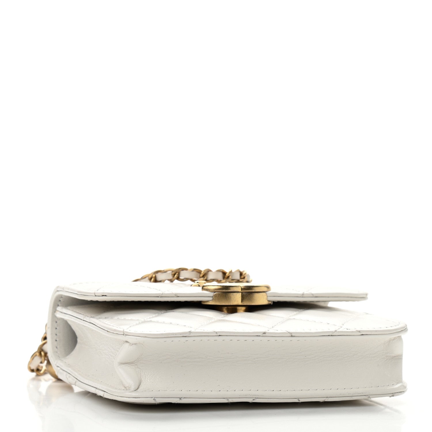 Chanel Calfskin Quilted Perfect Fit Coin Purse With Chain White 4 of 12