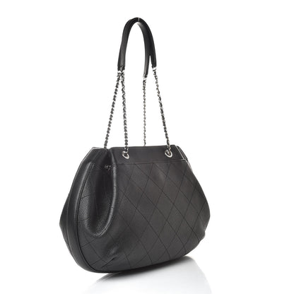 Chanel Grained Calfskin Stitched Accordion Shoulder Bag Black 3 of 14