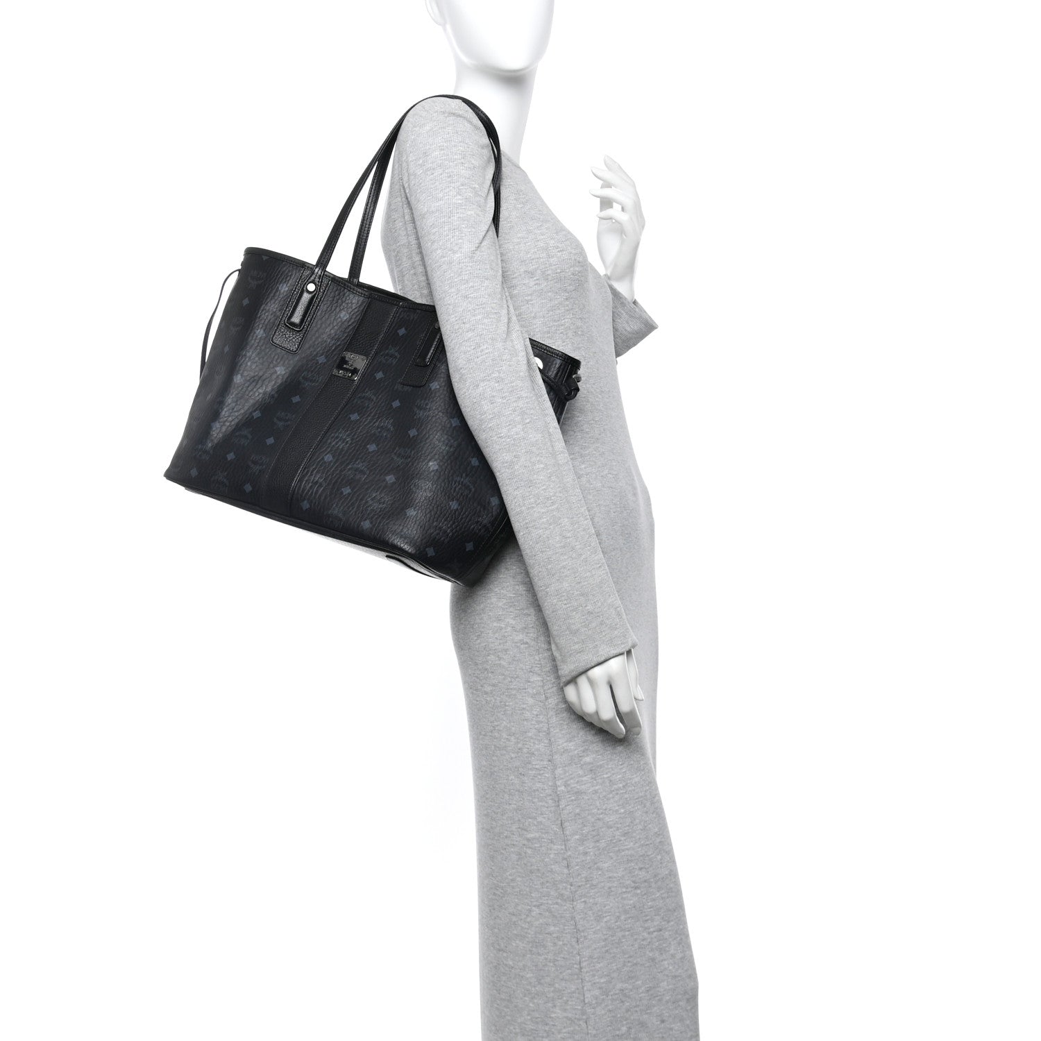 MCM Visetos Medium Liz Reversible Shopper Tote Black 2 of 16