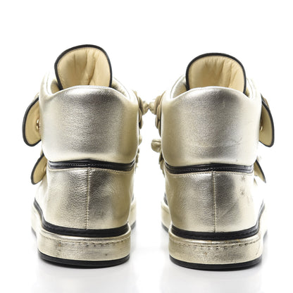 Chanel Metallic Lambskin Camellia High Top Sneakers 39 Gold 7 of 13