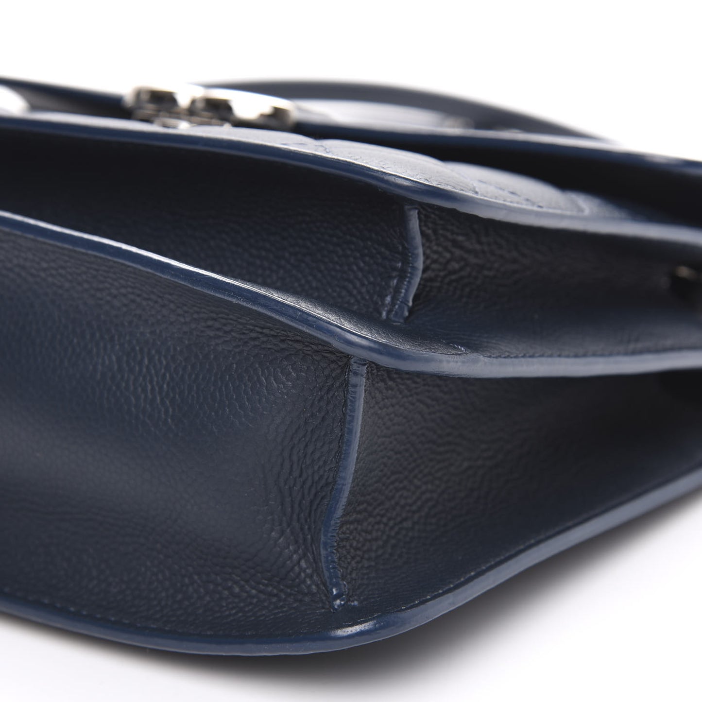 Grained Calfskin Quilted Large CC Box Flap Blue