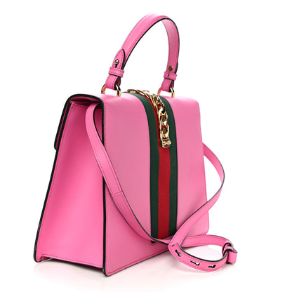 Gucci Vitello Fontanella Web Medium Sylvie Top Handle Bag Pink Tropical Flower 3 of 19
