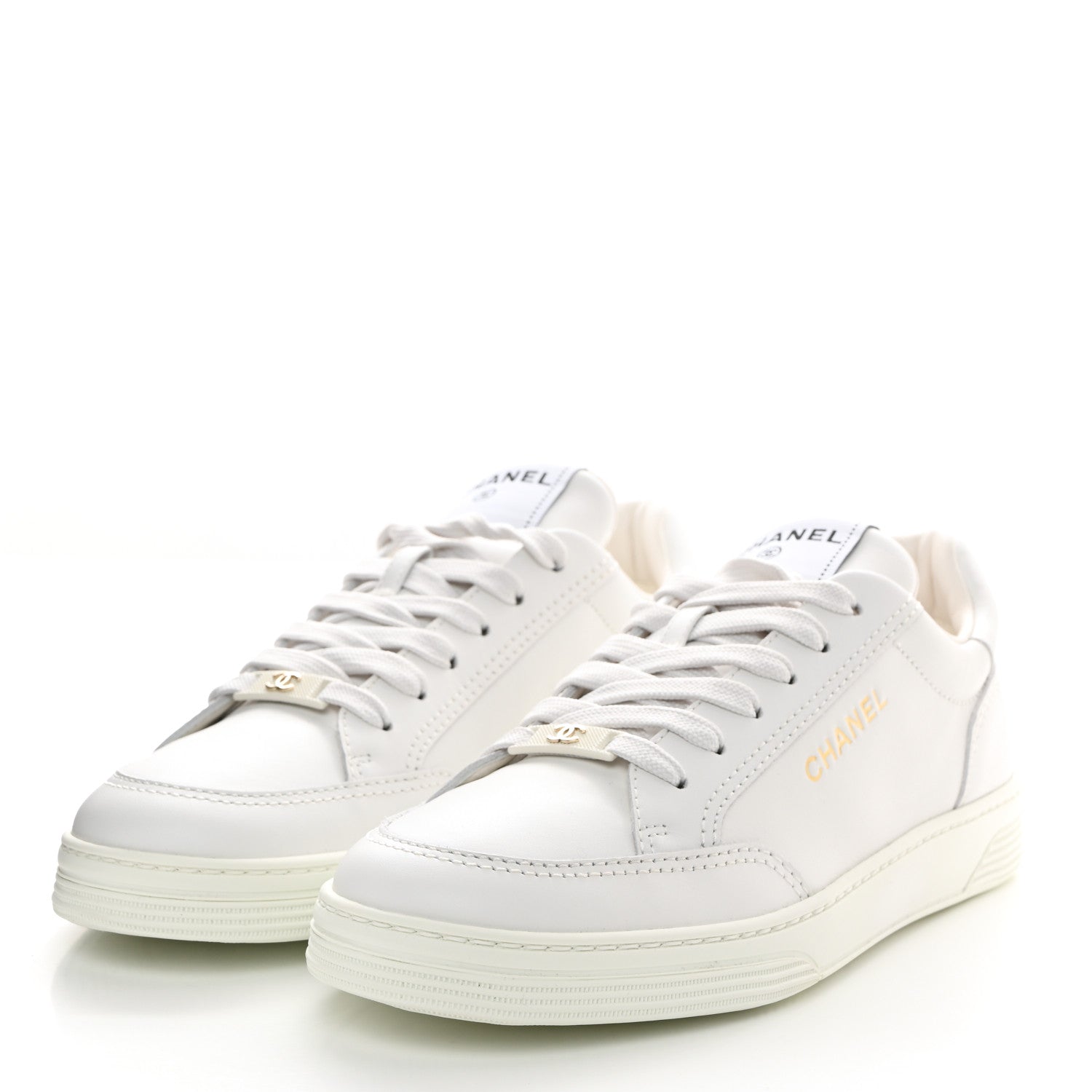 Chanel Calfskin Womens CC Logo Sneakers 38 White 3 of 10