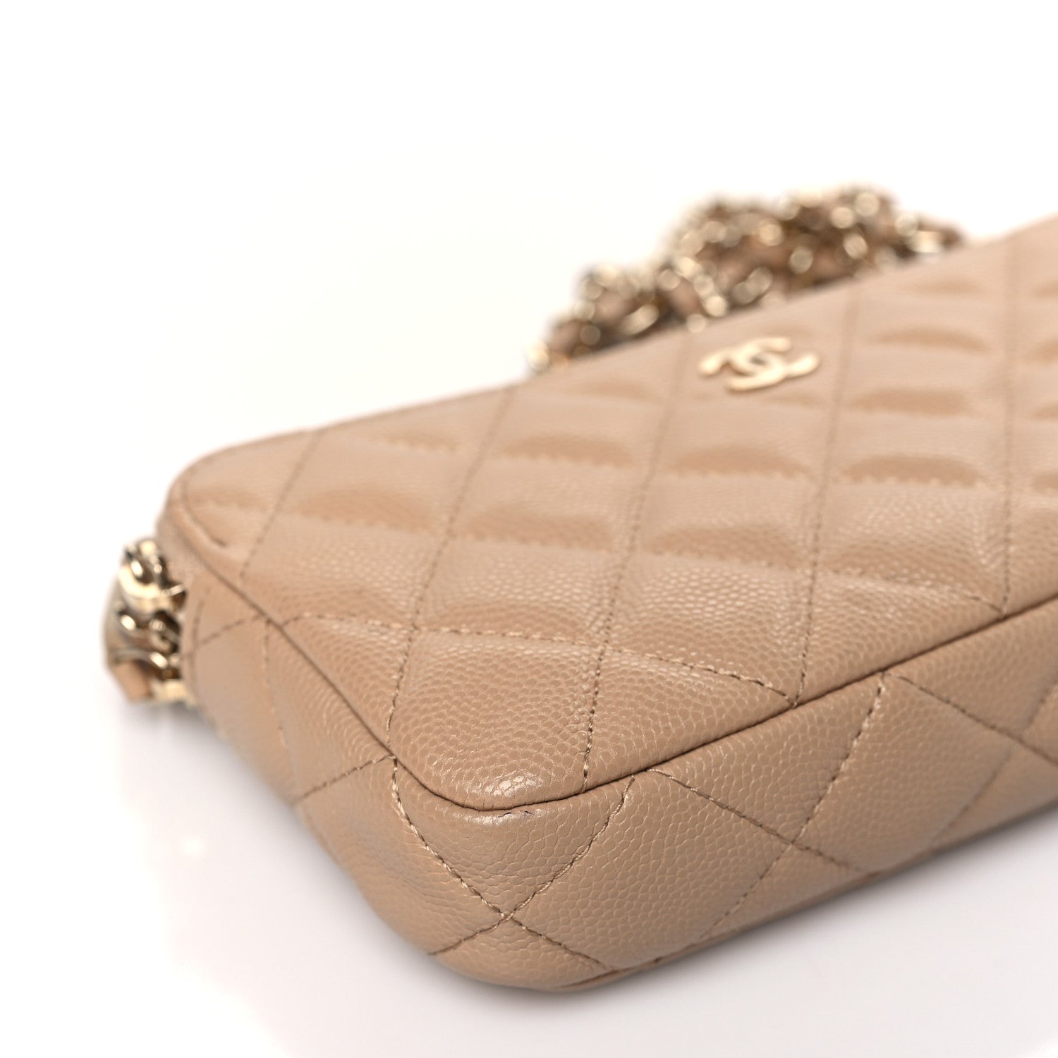 Chanel Caviar Quilted Small Clutch With Chain Beige 9 of 10