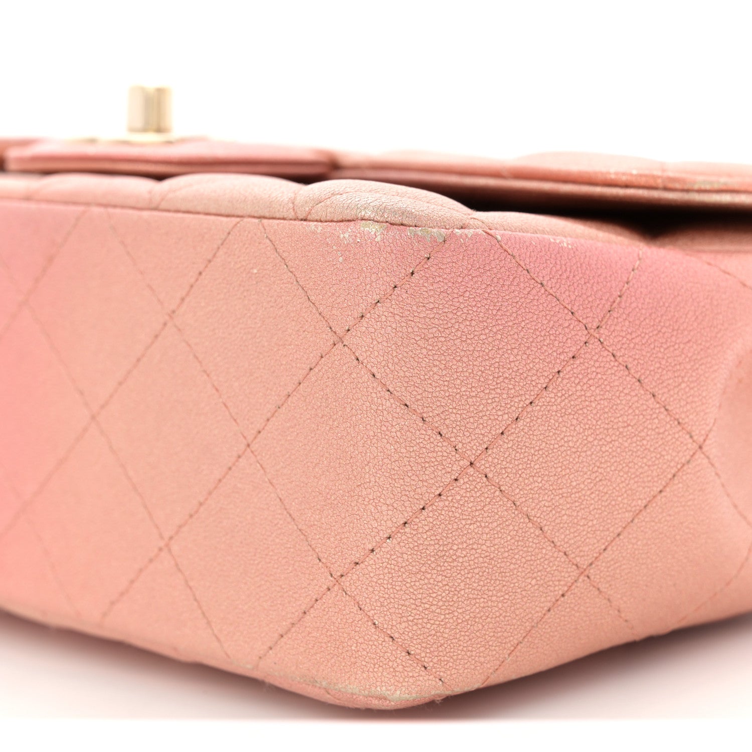 Chanel Metallic Lambskin Quilted Ombre Mini Rectangular Flap Pink 10 of 12
