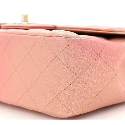 Chanel Metallic Lambskin Quilted Ombre Mini Rectangular Flap Pink 10 of 12