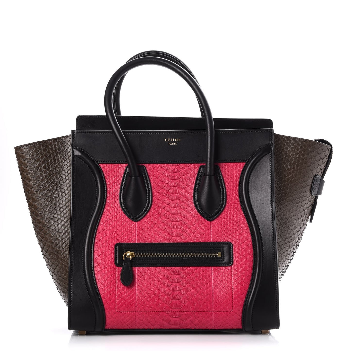 Python Smooth Calfskin Tri-color Mini Luggage Fuchsia