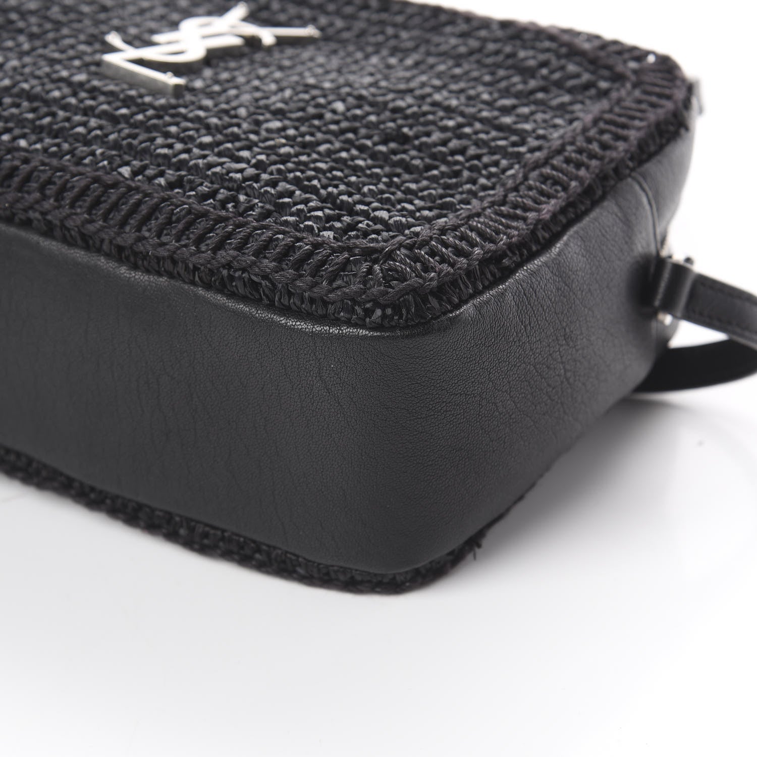 Saint Laurent Raffia Calfskin Monogram Lou Camera Bag Black 6 of 8
