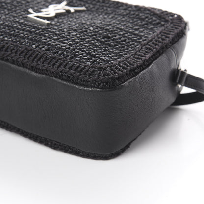 Saint Laurent Raffia Calfskin Monogram Lou Camera Bag Black 6 of 8