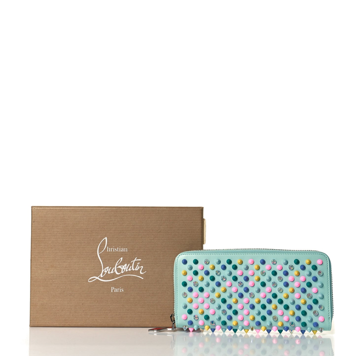 Calfskin Panettone Spiked Zip Around Wallet Source Multicolor
