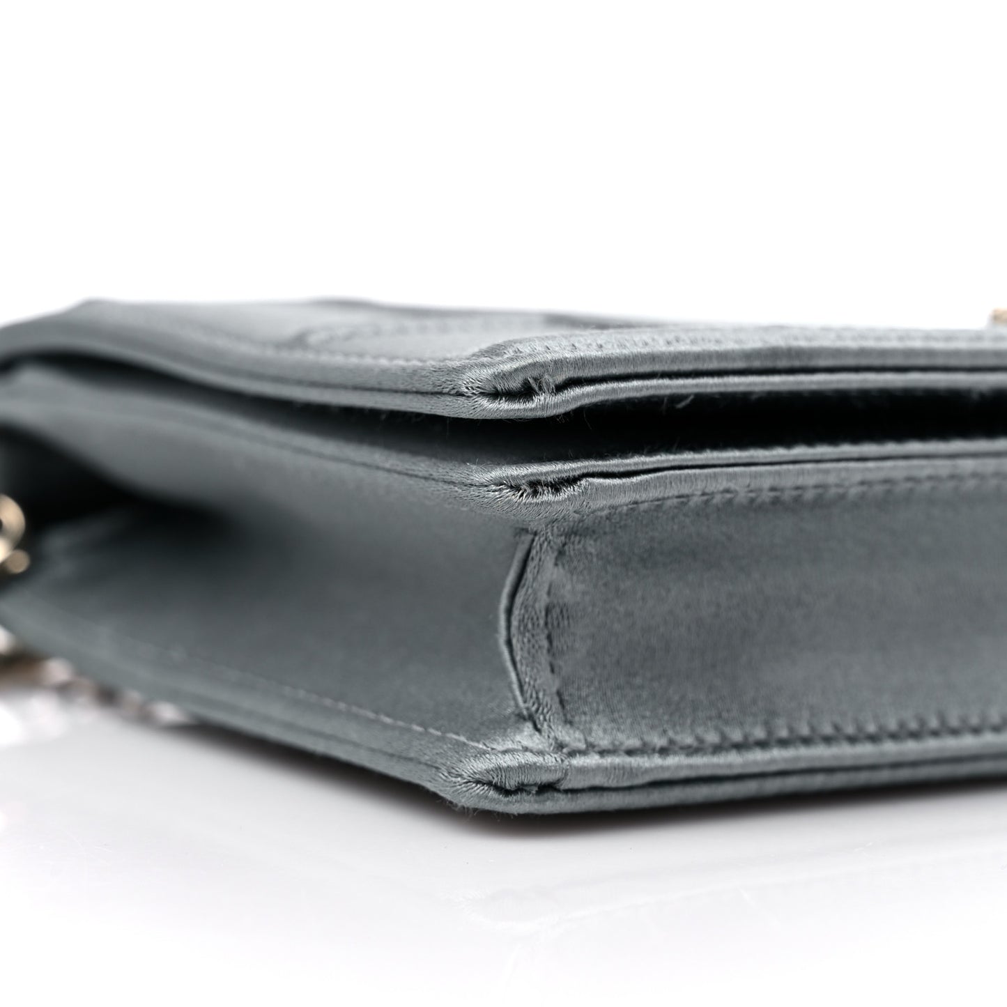 Satin Diorama Wallet on Chain Pouch Blue Gray