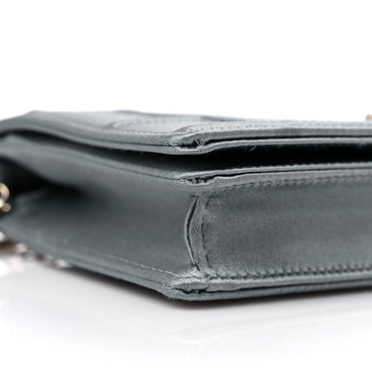 Christian Dior Satin Diorama Wallet on Chain Pouch Blue Gray 7 of 9