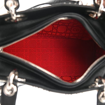 Christian Dior Calfskin Cannage Studded Medium Lady Dior Black 4 of 11