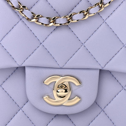 Chanel Lambskin Quilted Mini Top Handle Rectangular Flap Light Purple 8 of 10