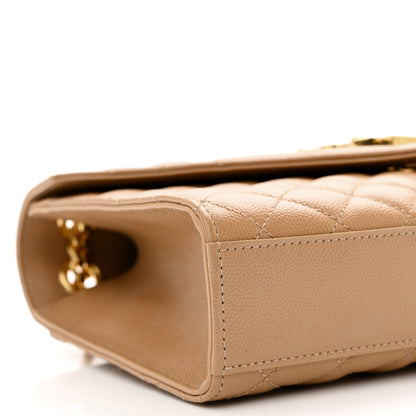 Saint Laurent Grain De Poudre Textured Mixed Matelasse Medium Triquilt Monogram Satchel Cork 9 of 10
