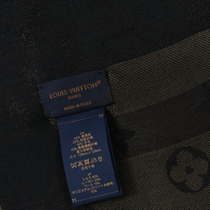 Louis Vuitton Silk Wool Monogram So Shine Shawl Marron 3 of 3