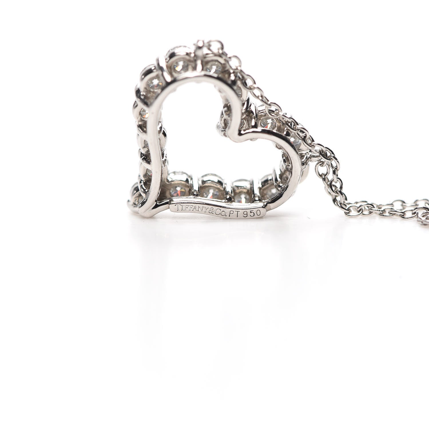 Tiffany Platinum Diamond .72ct Heart Pendant Necklace 6 of 6