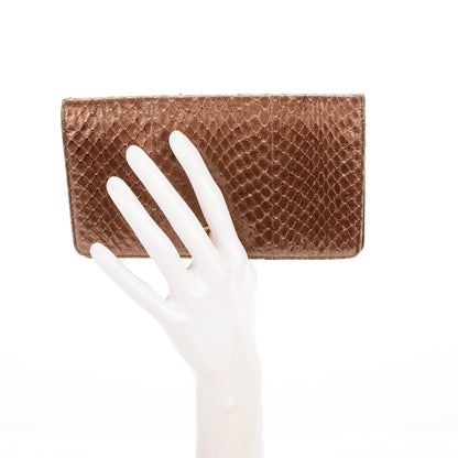 Chanel Metallic Python Yen Wallet Bronze 2 of 8