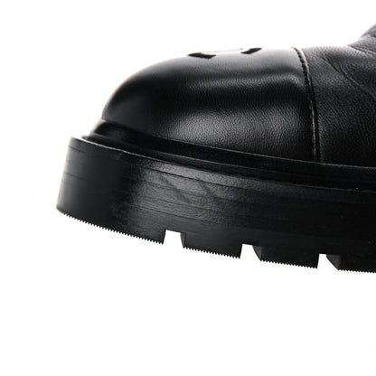 Chanel Shiny Lambskin Quilted Lace Up Combat Boots 38.5 Black 9 of 10