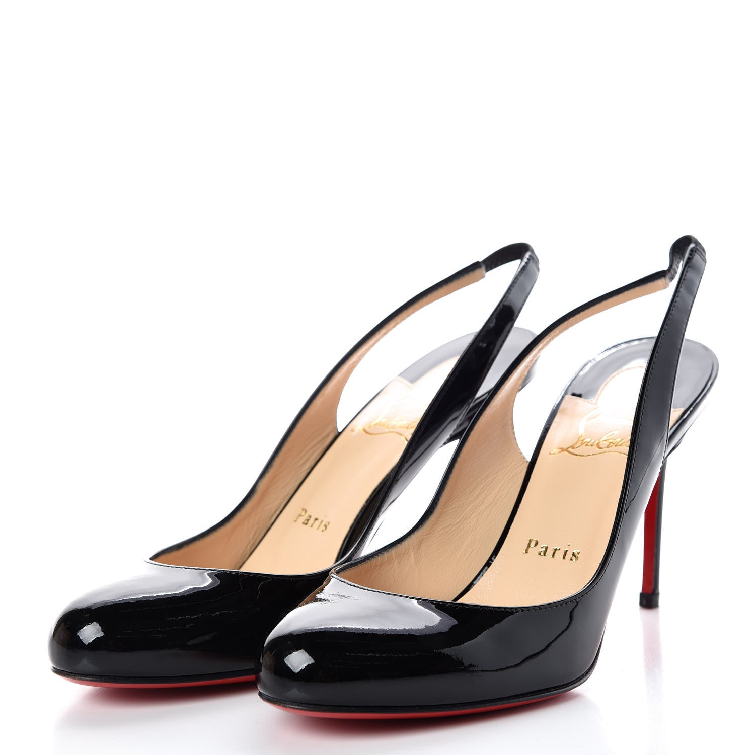 Christian Louboutin Patent Fifi Sling 85 Pumps 37 Black 3 of 8