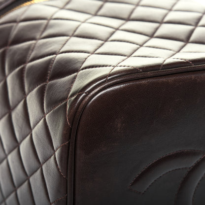 Chanel Lambskin Quilted Cosmetic Vanity Bag Brown 11 of 16