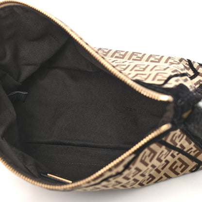 Fendi Zucchino Velvet Vitello Small Shoulder Bag Mogano Panna Black 4 of 8