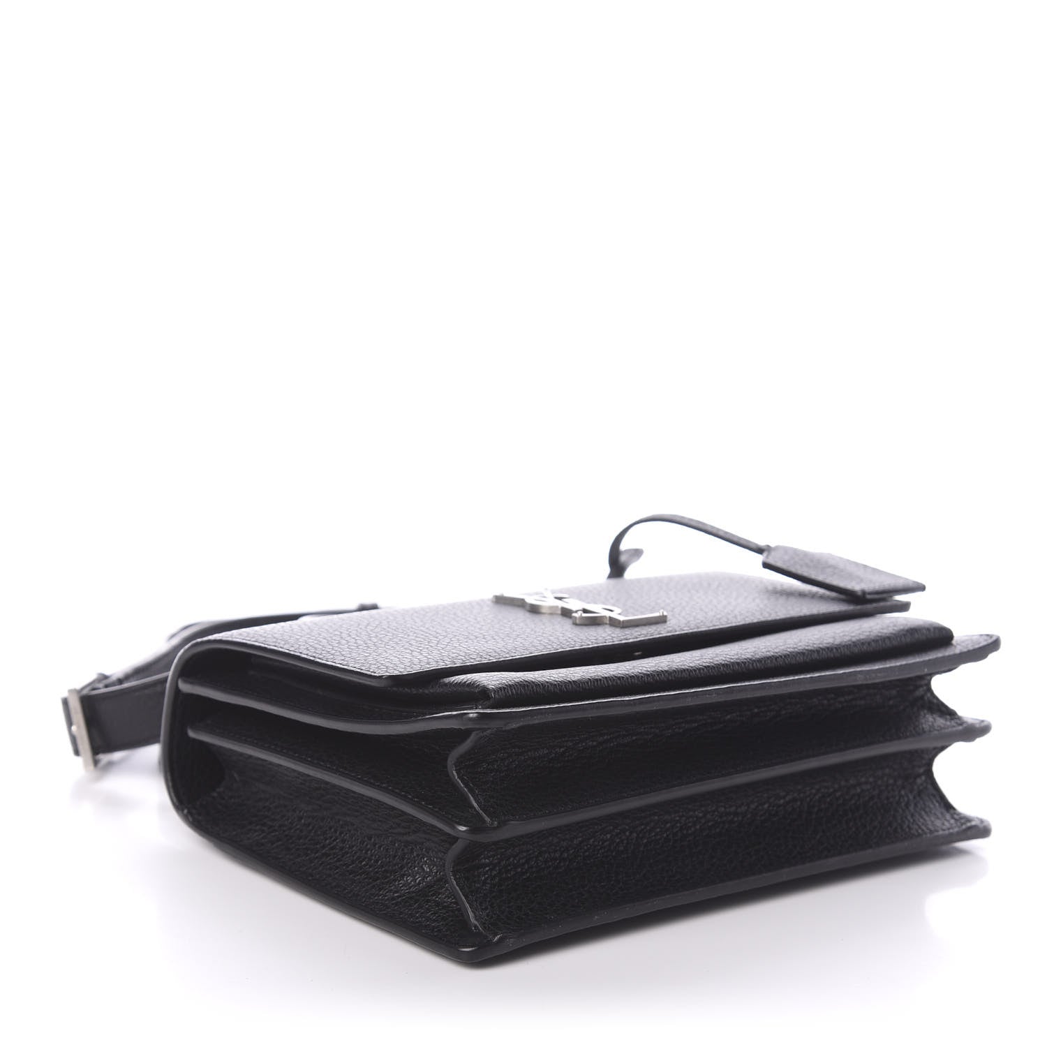 Saint Laurent Grained Calfskin Medium Monogram Sunset Satchel Black 4 of 8