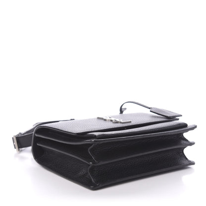 Saint Laurent Grained Calfskin Medium Monogram Sunset Satchel Black 4 of 8