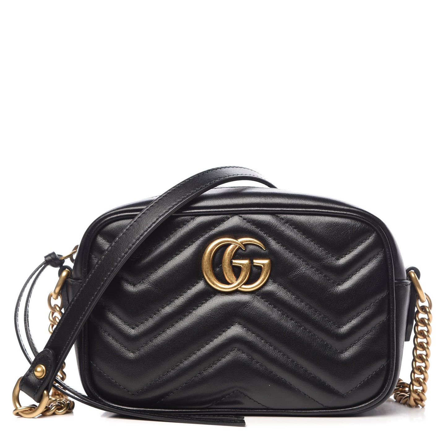Calfskin Matelasse Mini GG Marmont Chain Shoulder Bag Black