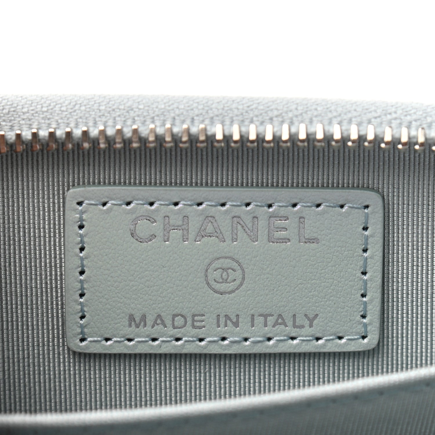 Chanel Iridescent Calfskin Quilted Zip Coin Purse Wallet Light Blue 6 of 7