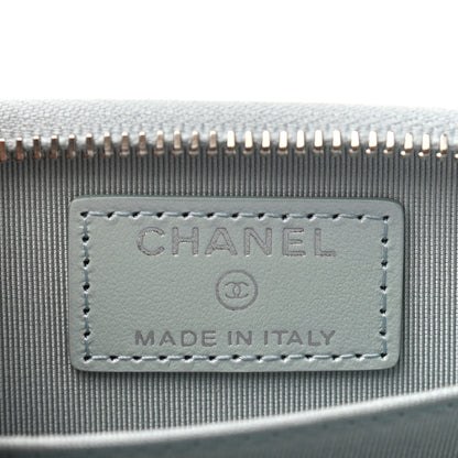 Chanel Iridescent Calfskin Quilted Zip Coin Purse Wallet Light Blue 6 of 7