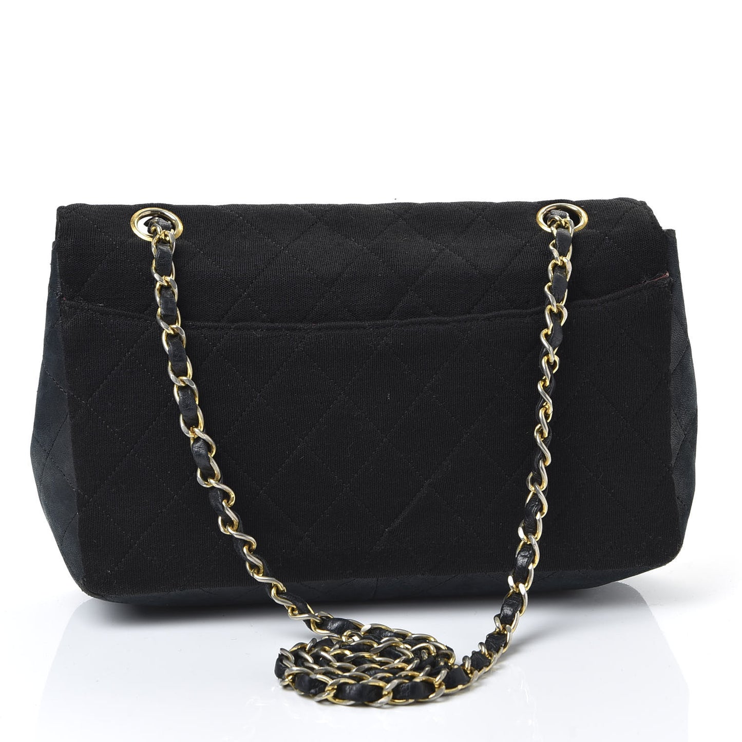 Lambskin Jersey Quilted Small Single Flap Dark Blue
