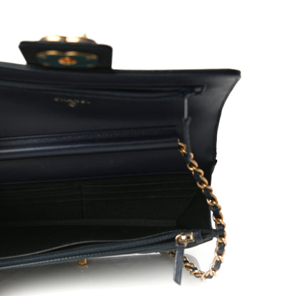 Chanel Lambskin Quilted Elegant CC Wallet On Chain WOC Navy Black 4 of 15