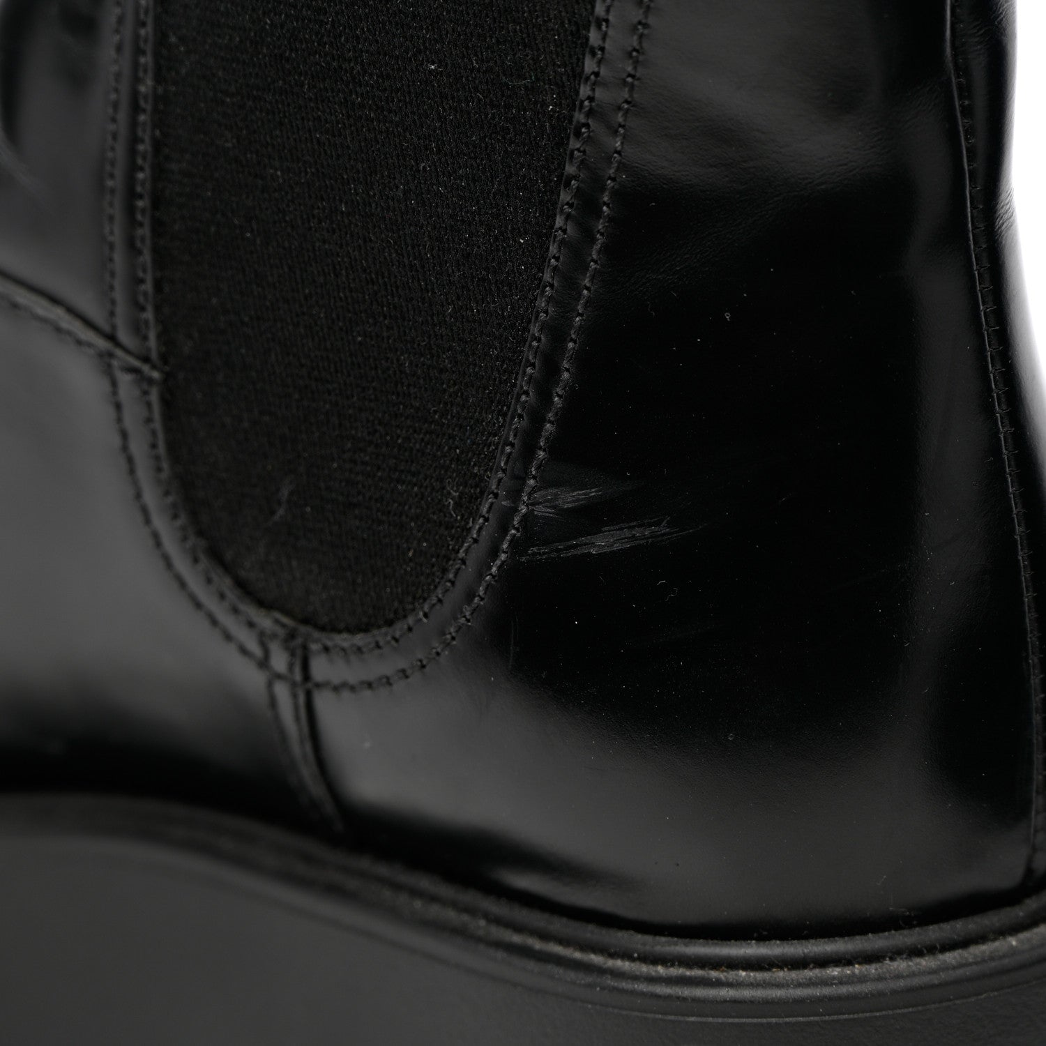 Prada Spazzolato Rois Monolith Chelsea 55mm Ankle Boots 37.5 Black 15 of 16