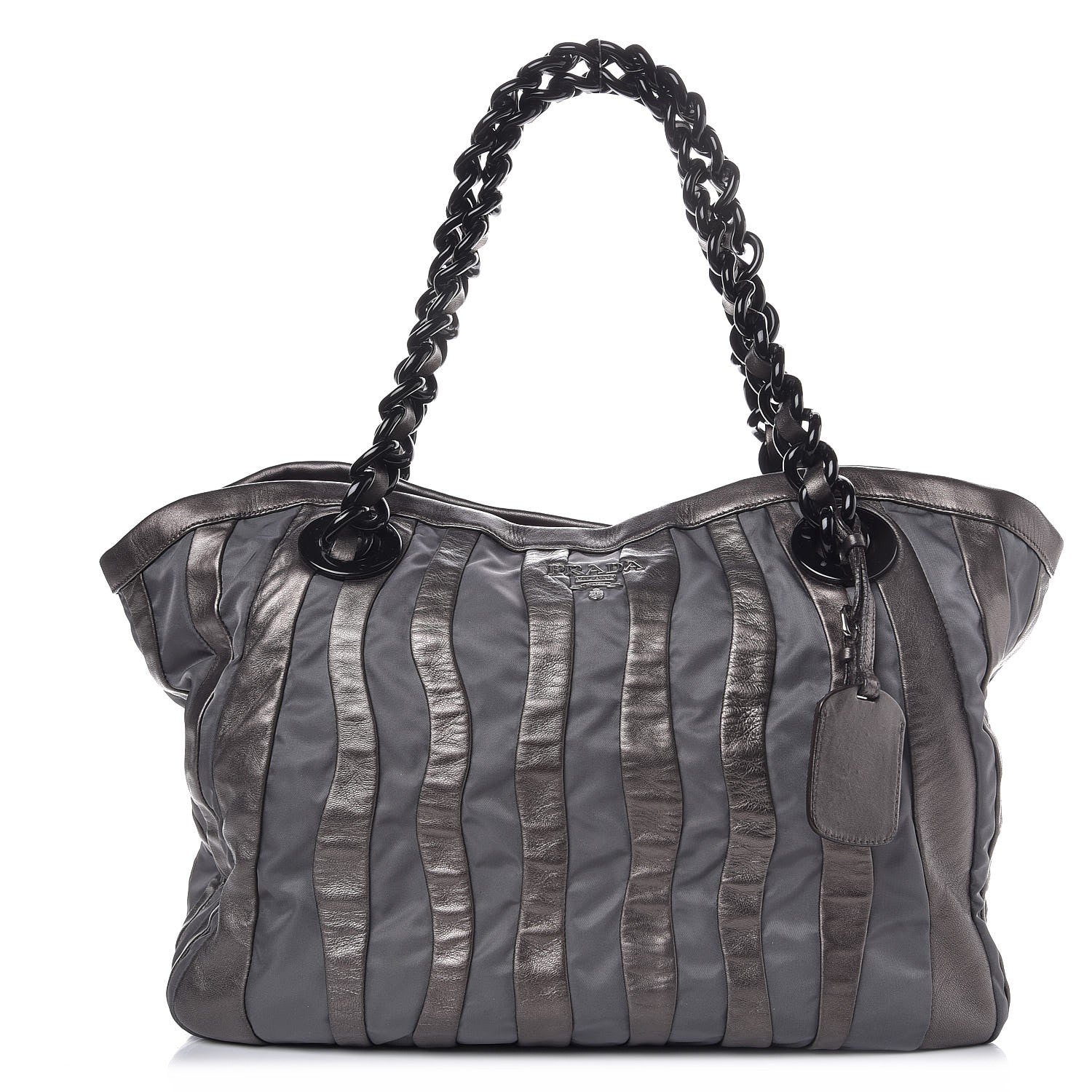 Prada Metallic Nappa Tessuto Tote Ardesia Mord 1 of 6