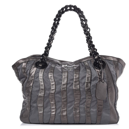 Prada Metallic Nappa Tessuto Tote Ardesia Mord 1 of 6
