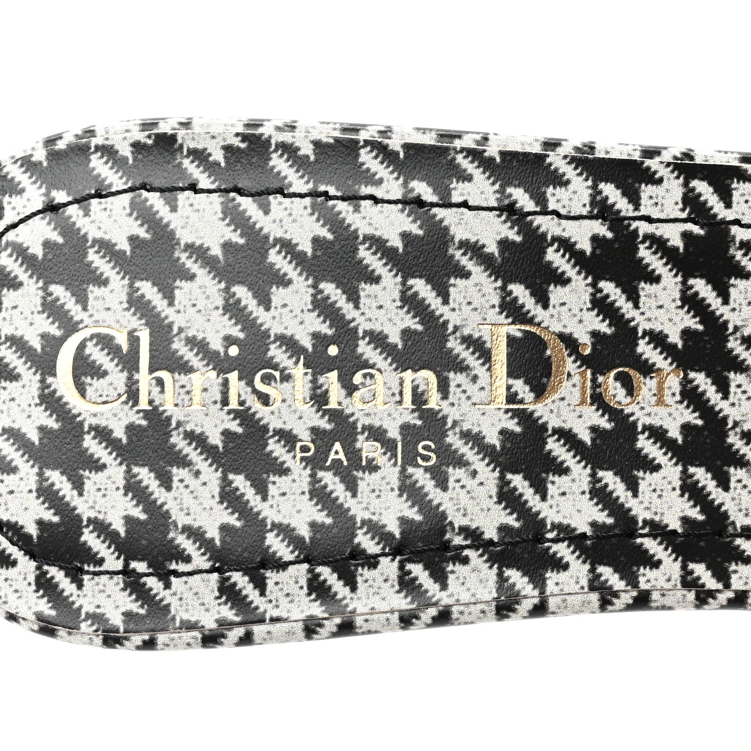 Christian Dior Canvas Embroidered Micro Houndstooth Dway 40mm Slide Sandals 36 Black White 7 of 9
