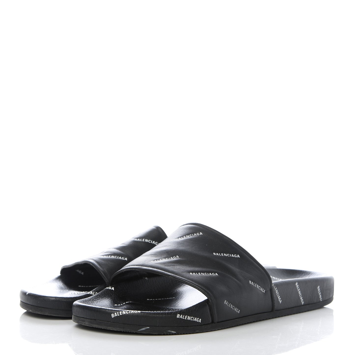 Nappa Allover Logo Embossed Mens Pool Slide Sandals 43 Black White