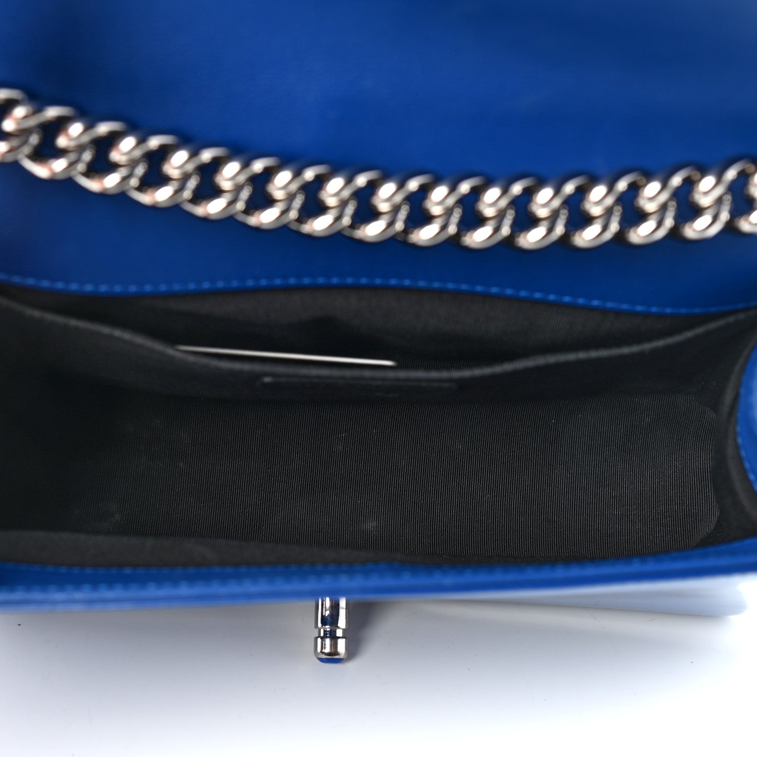 Chanel Patent Calfskin Quilted Medium Plexiglass Boy Flap Blue 5 of 11