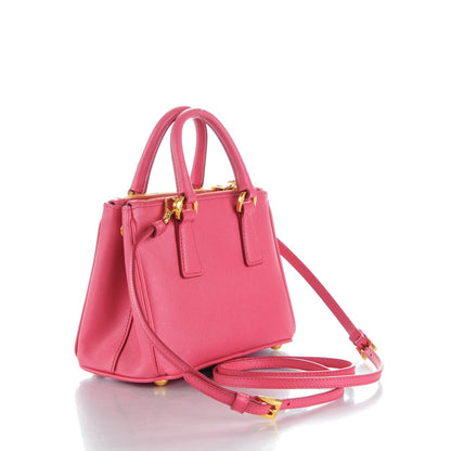 Prada Saffiano Lux Micro Galleria Double Zip Tote Peonia 3 of 8