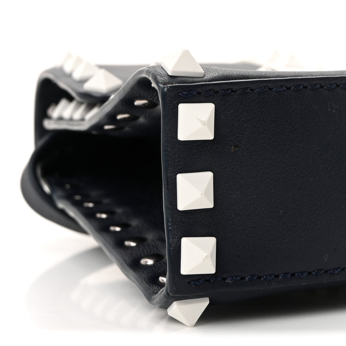 Vitello Colorblock Medium Free Rockstud Flip Lock Crossbody Bag Marine White
